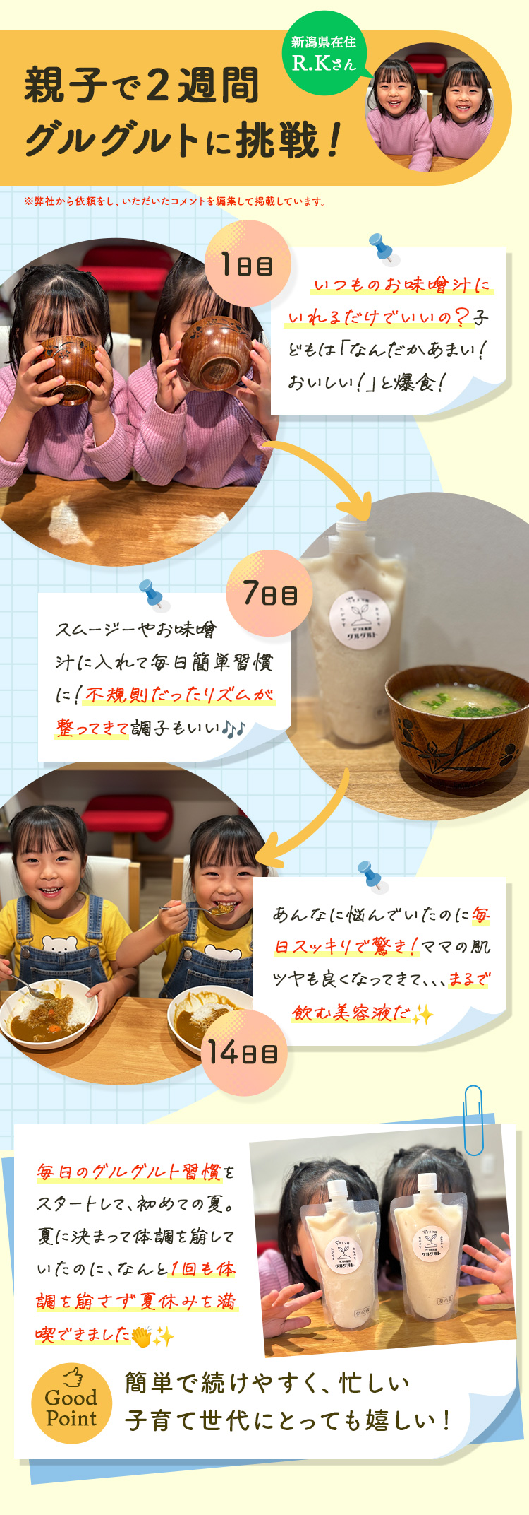 親子で2週間グルグルトに挑戦！R.Kさん 1日目・7日目・14日目